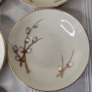 Texture Japan Cat Willow Set of 7 Sauce / Fruit Bowls Gold Trim Asian Vintage